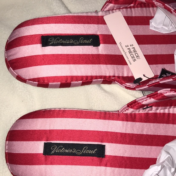 NWT Victoria’s Secret striped satin slippers & matching drawstring bag size S - Picture 7 of 7